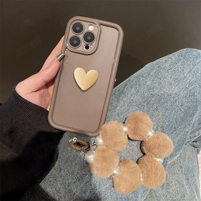

Чехол для телефона с плюшевой цепочкой 3D Love Heart для Honor X9C X8C X7C X9B X8B X7B X6B X5B X5 Plus X6A X7A X8A X9A 5G X6S X6 X9 Cover