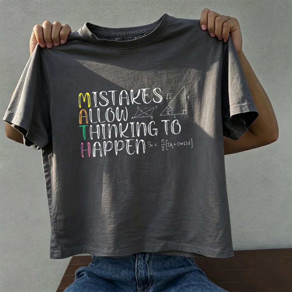 Mistakes Allow Thinking To Happen Math Formula Graphic Short Sleeve Vintage Cotton Math Teacher Gift Back To School Tees