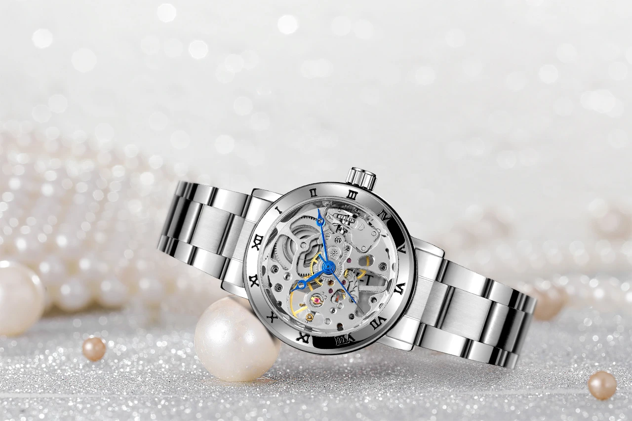 

T-WINNER Роскошные брендовые женские часы Механические наручные часы со скелетом и римскими цифрами Безель из нержавеющей стали Модные женские часы