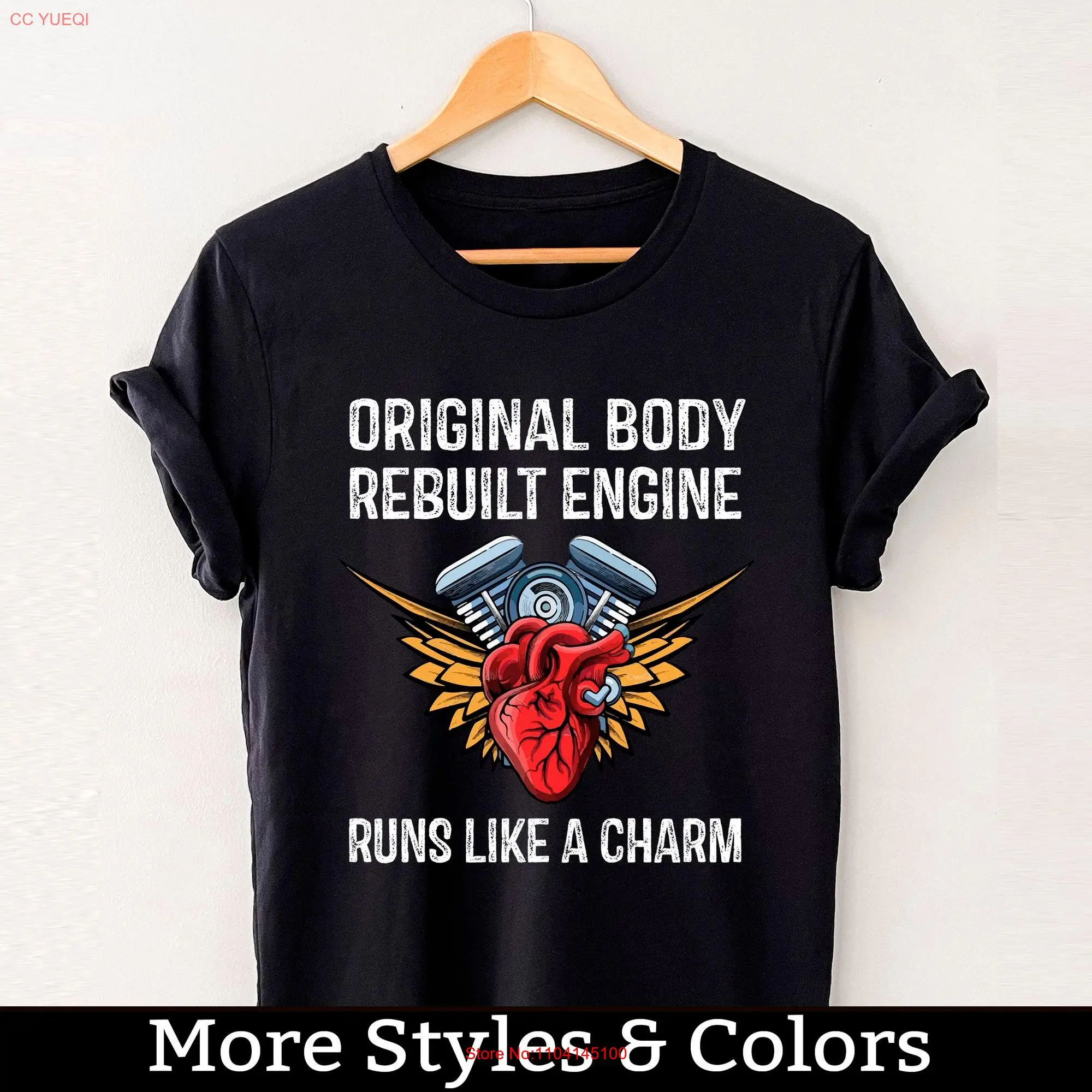 Open Heart Surgery T Shirt Original Body Rebuilt Engine Runs Like A Sharm Transplant Survivor long or short sleeves