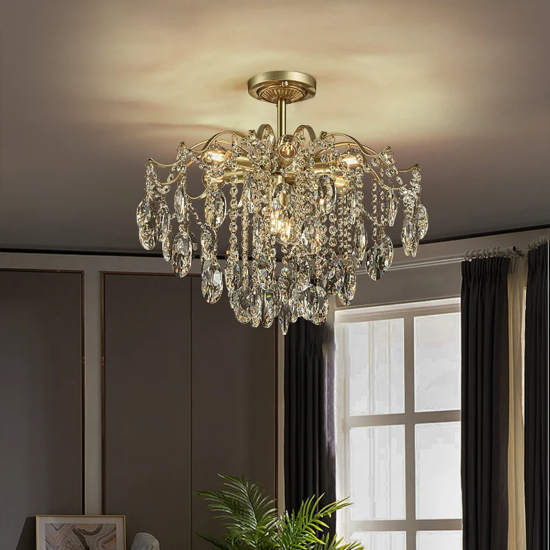 

Bedroom Crystal Ceiling Lamp Medieval Style Study Lamp Light Luxury French Style Cloakroom Retro American Style Living Room Lamp