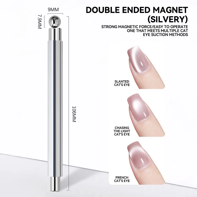 Nail Art Nail Magnetische Stick Cat Eye Magnetische Bal Aluminium Handvat Cilindrische UV Gel Magneet Gereedschap Double End Nail Design Tools