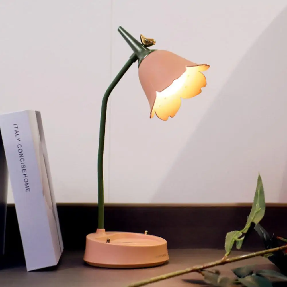 Nordic arte led flores dobrável simples lâmpada de mesa proteção para os olhos lâmpada mesa leitura sala estar quarto decoração da sua casa