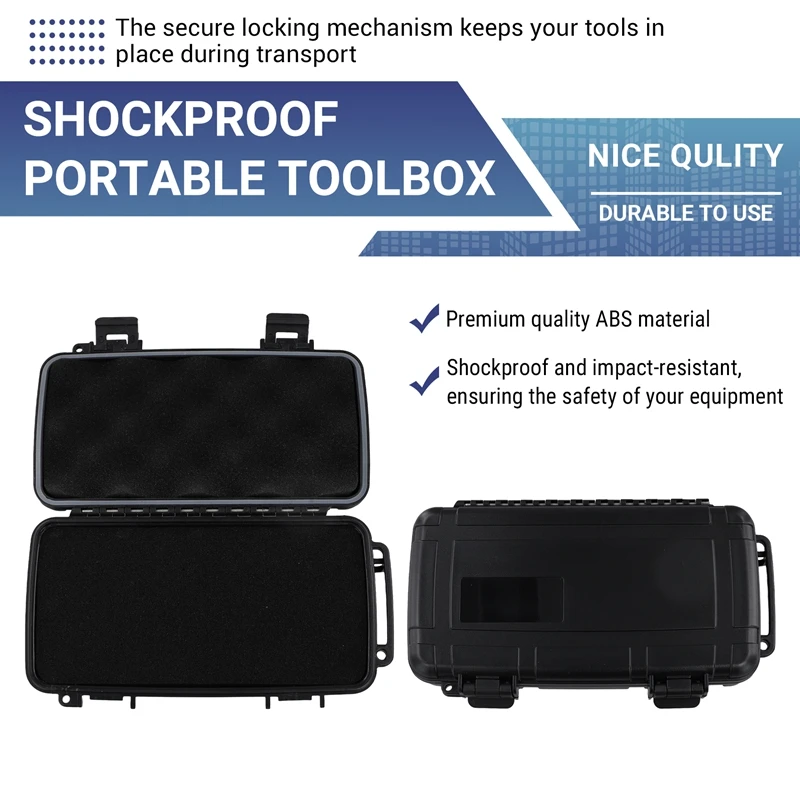 Black Hard Shell ABS Carrying Toolbox Shockproof Portable Toolbox Secure Tools Safety Instrument Tool Storage Case