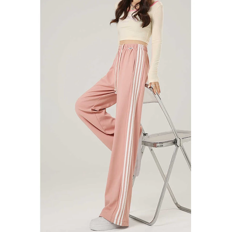 Spring and Summer New Women Pants Striped Thin Loose Straight Pants Female Casual Versatile Wide Leg Pants Joggers Women