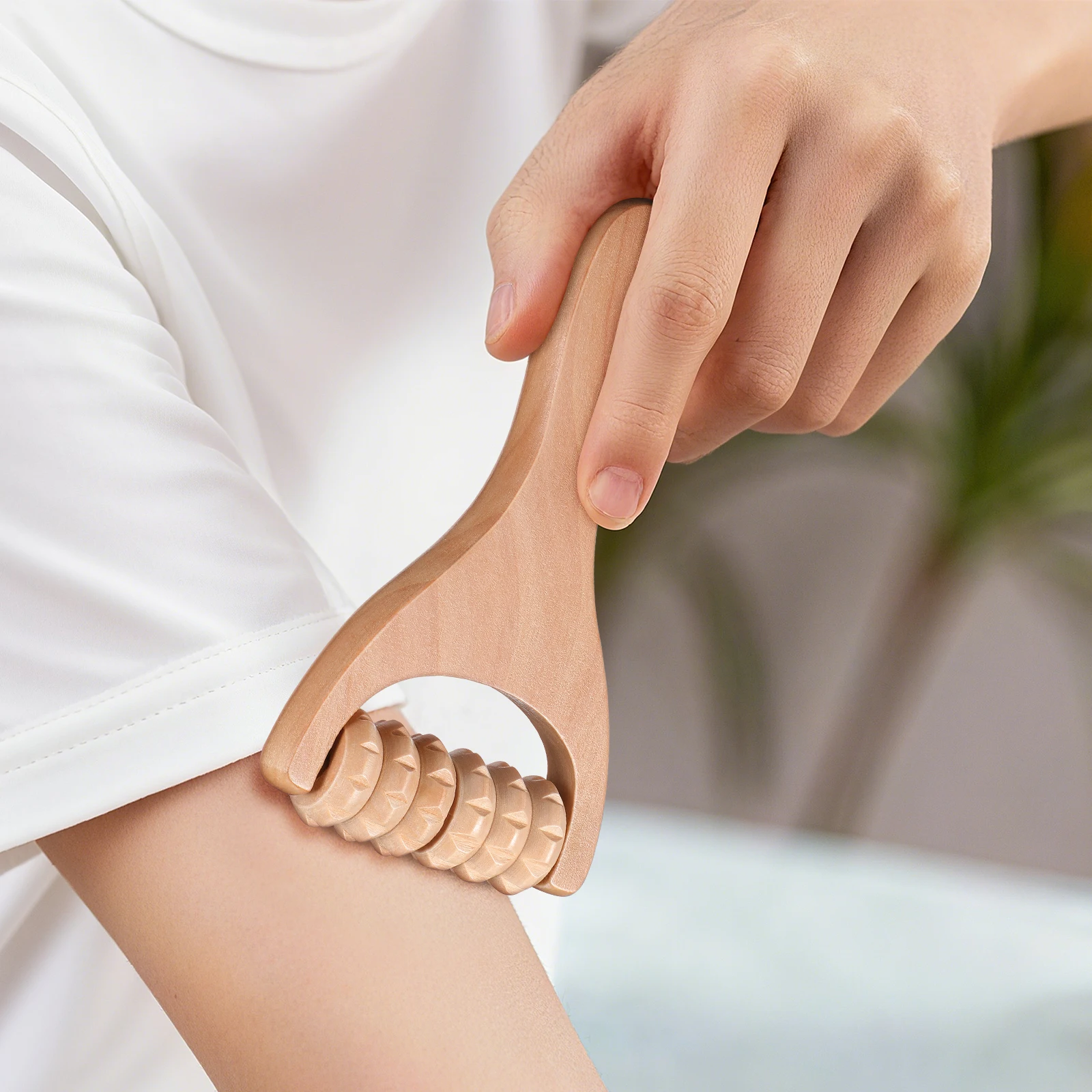 

2pcs Massage Roller Tool Natural Wood Body Acupoint Massager For Neck Shoulder Foot Legs Home Use Portable Compact Ergonomic