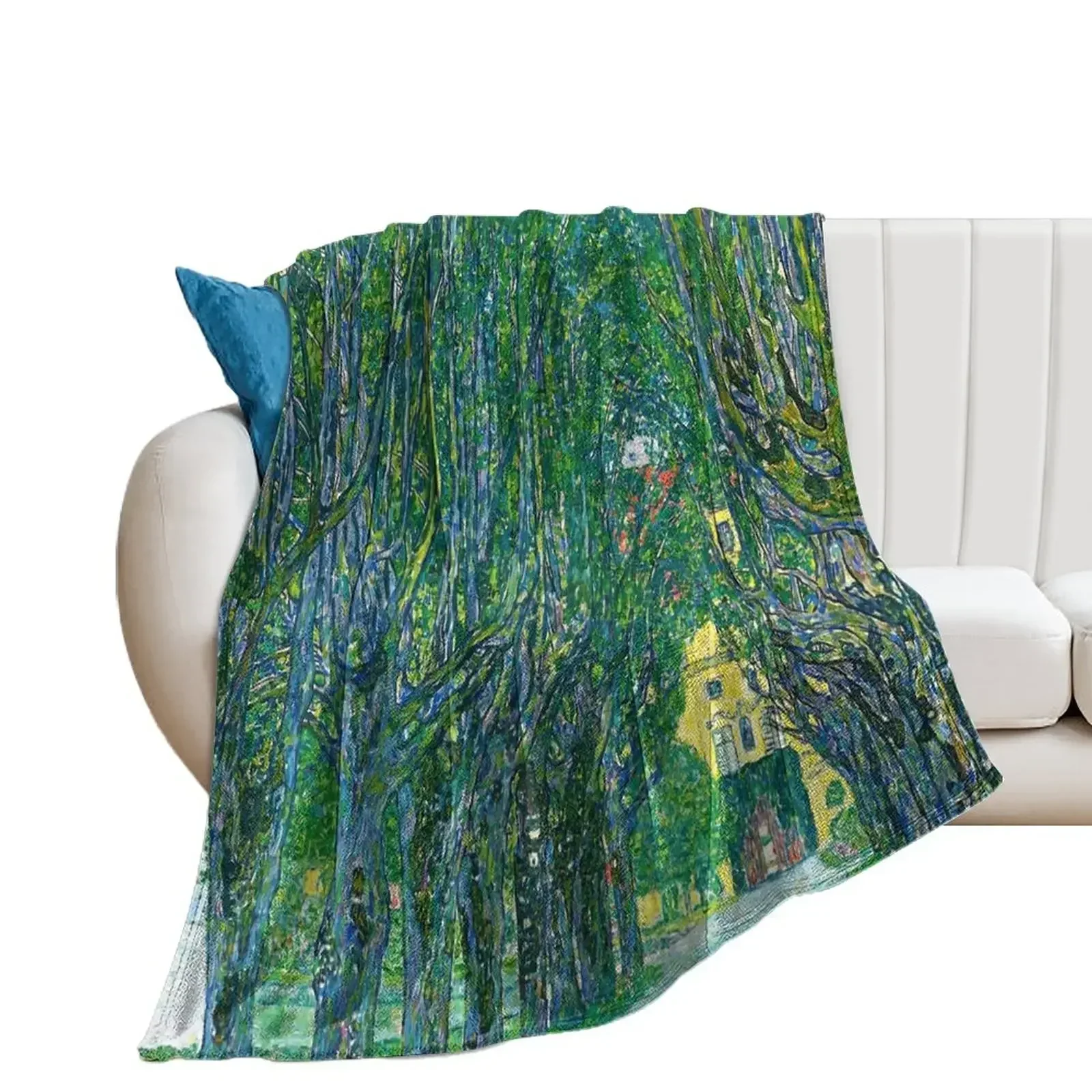 Avenue in the Park of Schloss Kammer, by Gustav Klimt Throw Blanket wednesday Furrys Blankets For Sofas christmas gifts Blankets