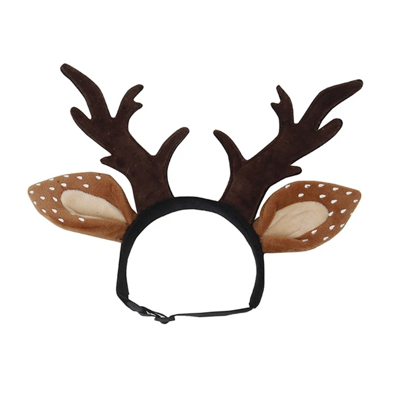 Dog Elk Reindeer Antler Headband Christmas Costume Deer Ears Headwear Accessory X3UC