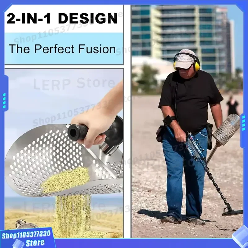 Stainless Steel Sand Sifter Metal Detector Beach Garden Tool Outdoor Digging Equipment Durable Sifting Spoon with 1 Year
