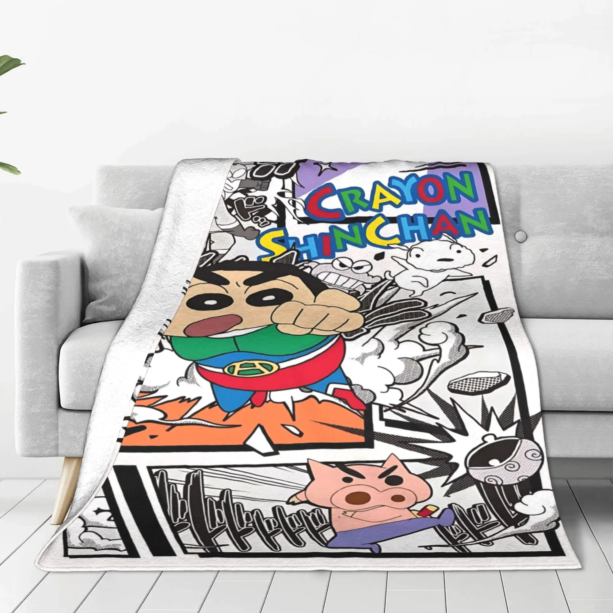 1PC home Cutecore Room Decor Crayon S Shin chan Blanket Throw Blanket  Novelty Warm Blanket All Season