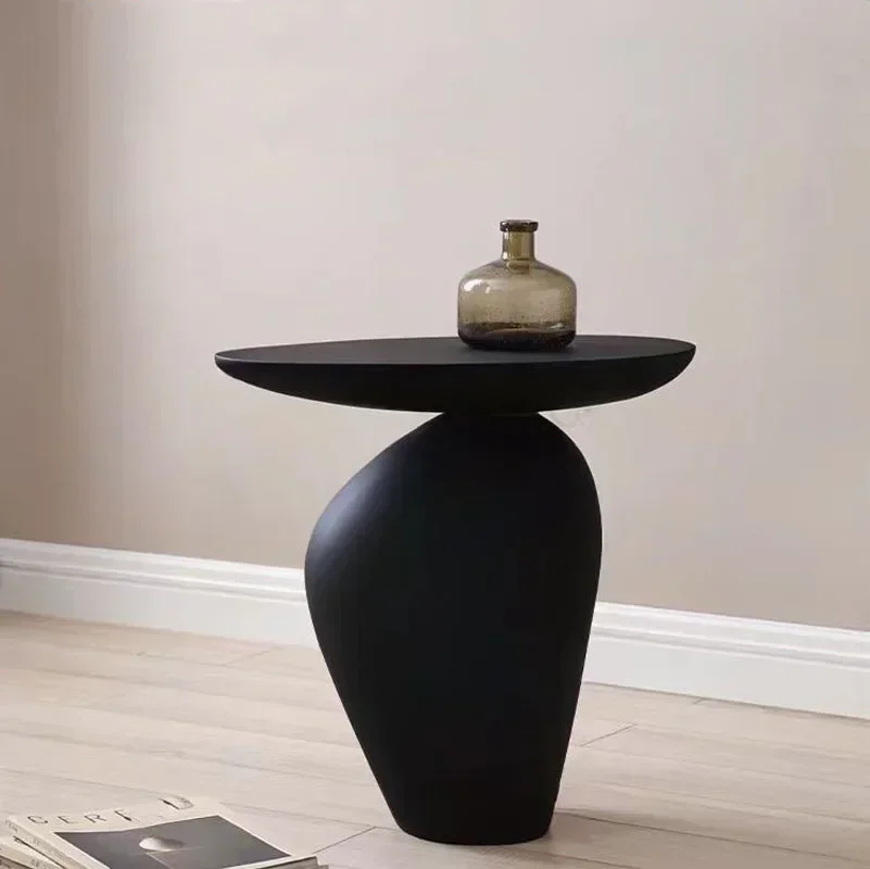 Modern wabi-sabi style black pebble side table creative special-shaped home living room bedroom corner table