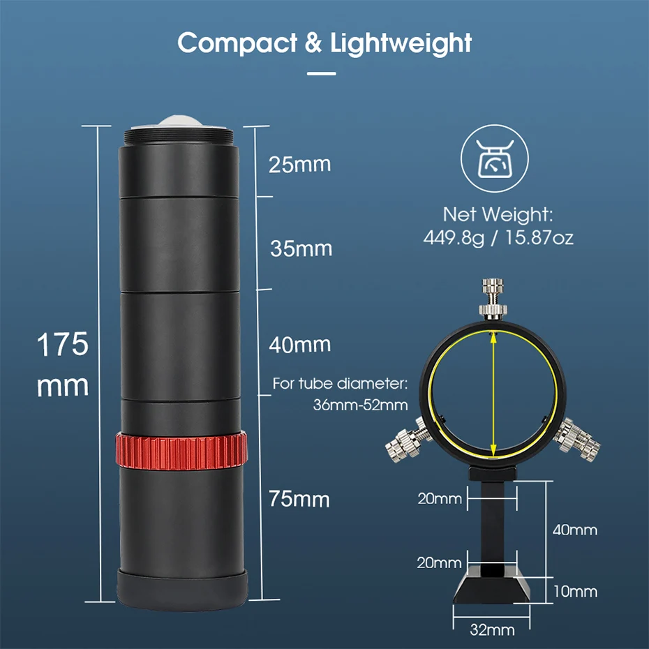 Svbony SV165 Sucherfernrohr für Teleskop, 40 mm, tragbares Mini-Leitfernrohr, F4, 160 mm, mehrfach beschichtet, mit integriertem Spiralfokussierer – Detail 12