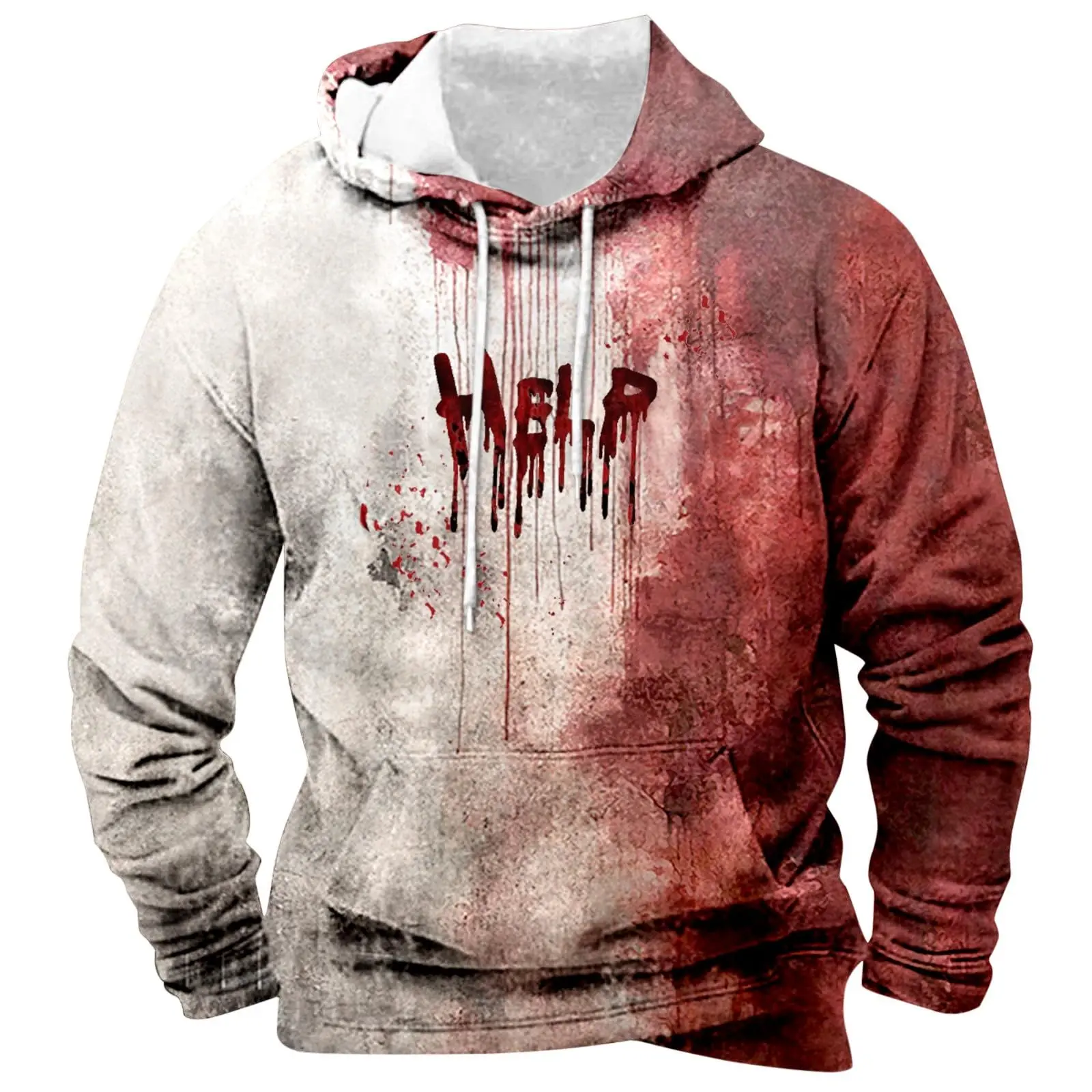 

Bloody Life-saving Letters Printed Men's Hoodie Funny Halloween Sweatshirt Men's Hoodie Casual Halloween Hoodie Sweatshirt