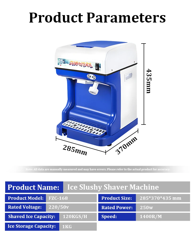 Slushy Ice Shaver 2L Commercial Electricity  Ice Crusher Snow Cone Machine Blender Shaved Ice Machine Beverage Cold