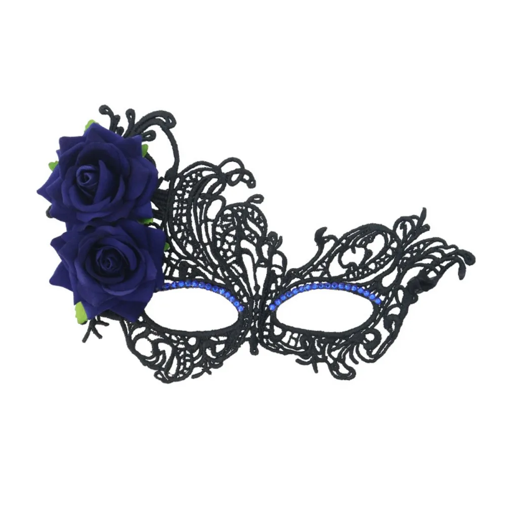 Lace Pattern Masquerade Mask Cosplay Simulated Rose Halloween Festival Party Mask Party Costume Seductive Style