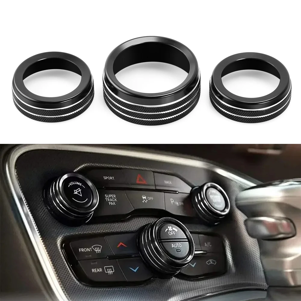 Air Conditioning Volume Radio Button Knob Cover For 2015-2020 Dodge Challenger Charger RT SXT Scat Pack Daytona Accessories