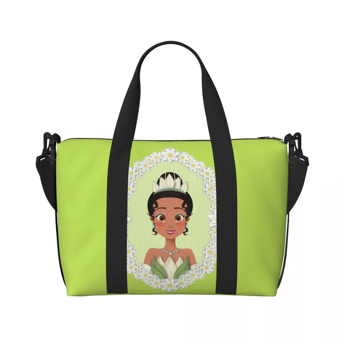 

Custom The Princess Cartoon And The Frog Tote Bag Women Big Capacity Beach Gym Travel Bags