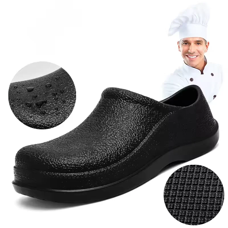 Men Chef Shoes Man Beach Summer Slippers Water-proof Oil-proof Kitchen Shoes EVA Non-slip Garden Clogs Hotel Work Shoe Sandal