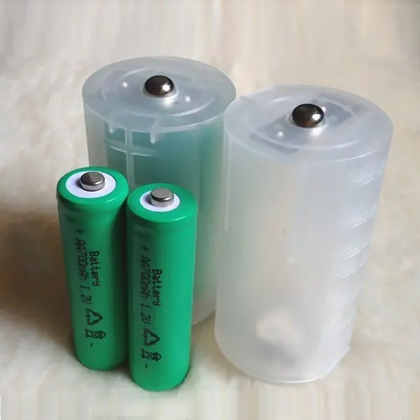 8Pcs Battery Organizer D Battery Adapter Case Transparent Hard Plastic Convert 1 Or 2 D Size for Electronics Outdoor