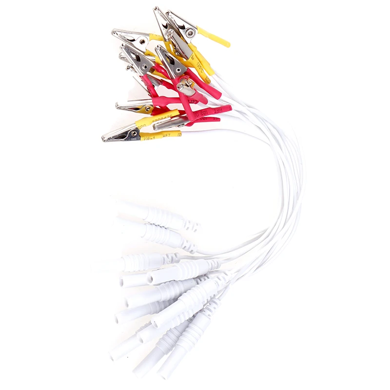 12Pcs/Set Alligator Clip Cable Electronic Acupuncture Clips Treatment Instrument Massage Relaxation Supplies Random Color