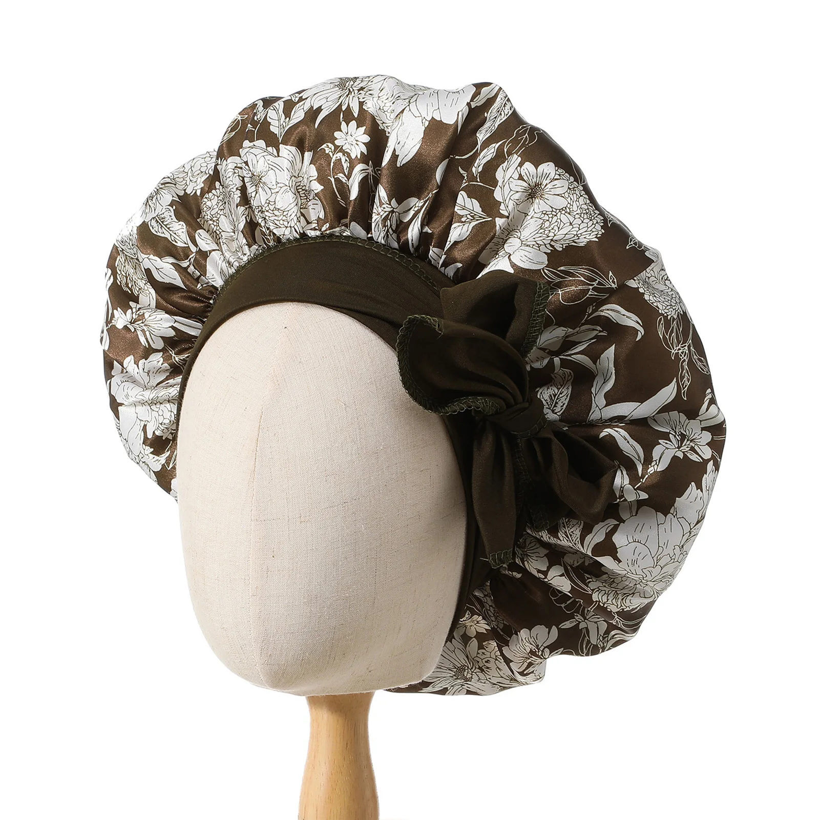

Silk Satin Bonnet Hair Cap Printed Night Sleep Cap Scarf wrap for Women Braids Curly Night Cap