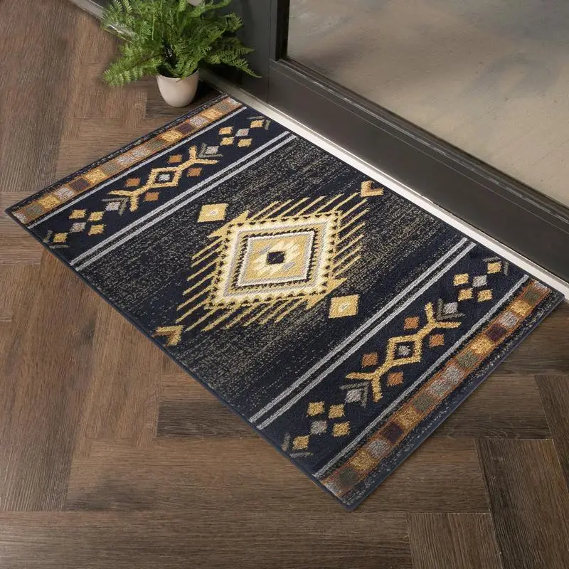 

Southwest Style Area Rug, 2ft x 3ft Black Design Rug