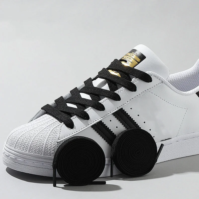 Klassische schwarz/weiße Schnürsenkel, flache, doppellagige Spitze, präzise gewebt, verschleißfeste, korrosionsbeständige Polyester-Schnürsenkel für alle Schuhe