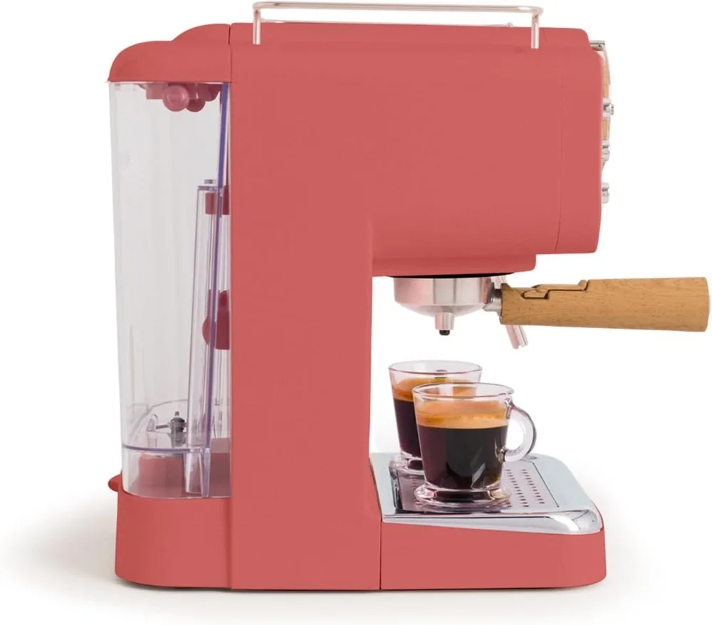 CREATE / THERA RETRO/Cafetera Express Semiautometica Terracota Mate y Madera / 20 bares، brazo dob dob dobles، depensione 1,25L، Caf