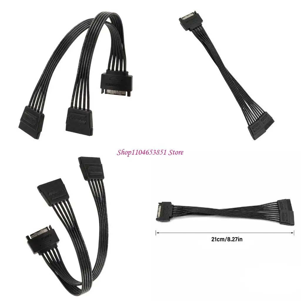Data Power Cable 15PIN 1 To 2 Extension For Storage Device Disc Unit Using Flat Coated Wire 20Cm Long