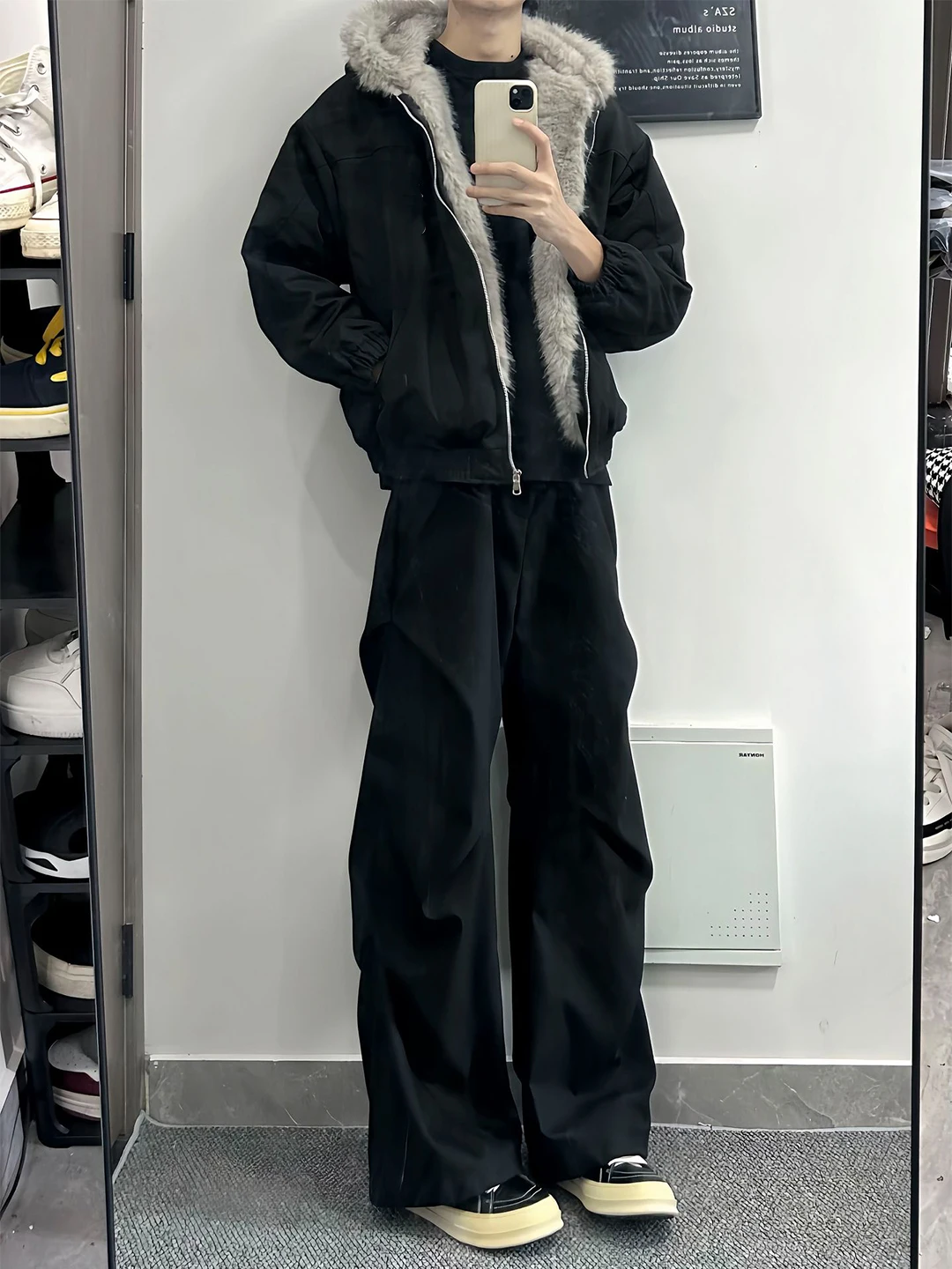 

Cleanfit Casual Trousers Men's Autumn Winter Thiened Fce Pleated Flared Leggings Wide Leg Pants Drapey Comfortable Fit