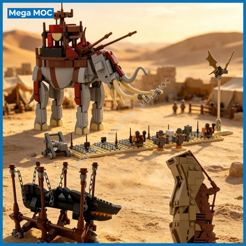 Medieval Siege Expansion Accessories Catapult, Siege Tower, War Mammoth Parts Compatible with Set 11377 MOC Building Blocks