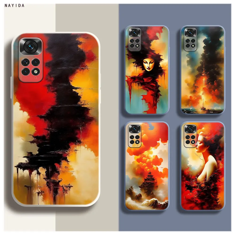 Soft Silicone Phone Case For Xiaomi Redmi Note 12 11 12S Pro Plus 12c 11a 4G 5G Original Cover Mysterious oil painting