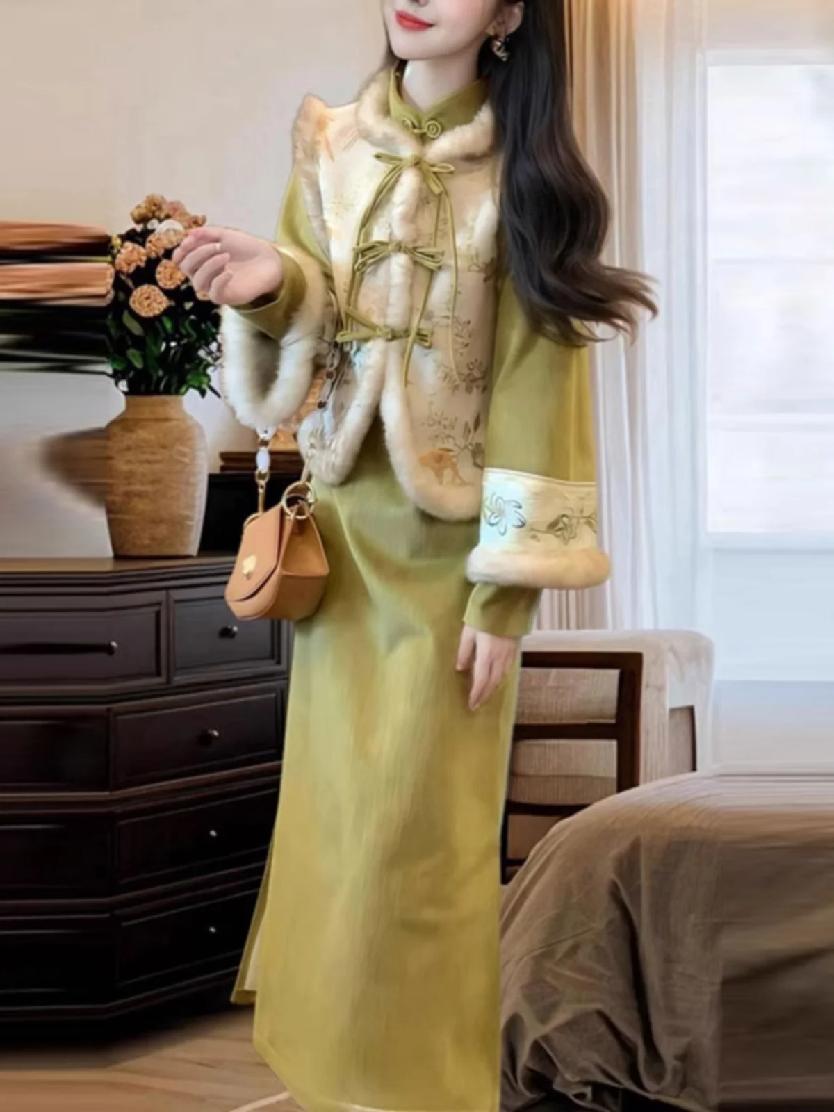 

Новый модный комплект в китайском стиле: куртка и платье-ципао, весенняя новинка, удобное хлопковое платье с коротким рукавом и длинной юбкой