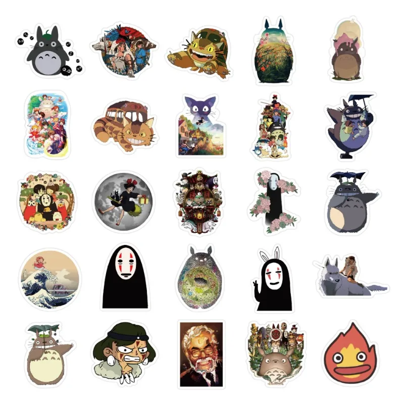 50 stks Spirited Away Totoro Animatie Sticker Bagage Water Cup Briefpapier Mobiele Telefoon Auto Scooter Laptop Decoratieve Sticker