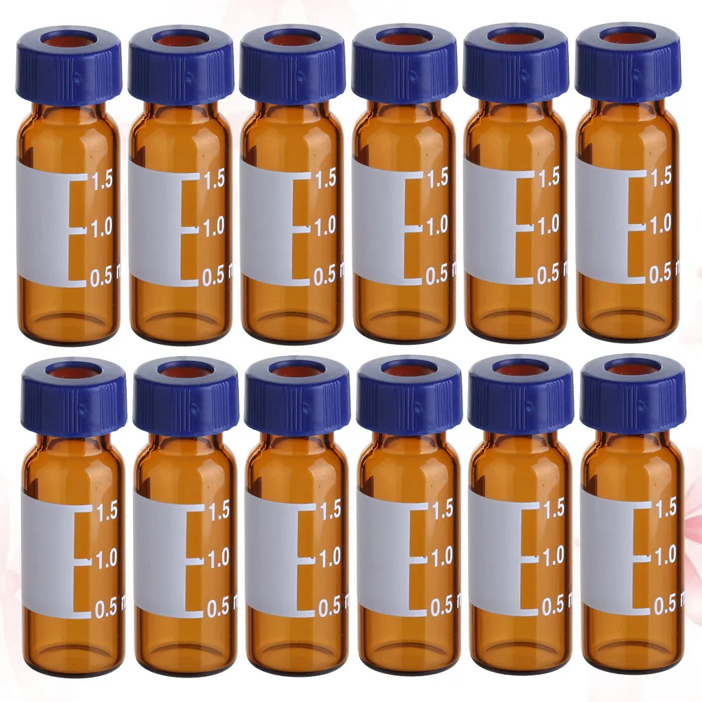 

100Pcs Amber Glass Sampling Vials with Screw Cap High Quality Lightweight Simple Design for Lab Science Pharmacy Cosmetics