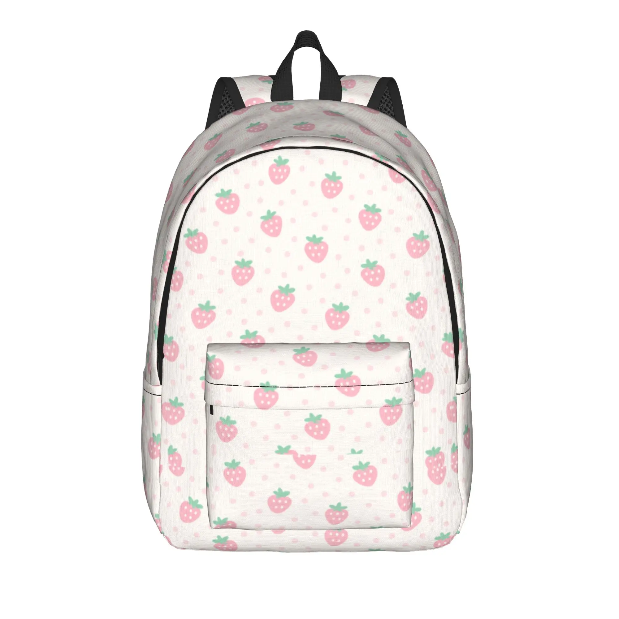 Cream Strawberry Print Backpack  Stylish Backpacks Women University Big High School Bags Custom Rucksack