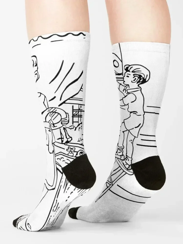 The 'Cookie-Theft' Picture (Black Ink Only) Socks bright garter hockey compression winter gifts Socks For Women Men's