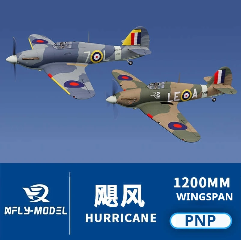 

XFly Model 1200mm Hurricane 6CH Fighter Electric Aircraft Model World War Il Propeller Aircraft Fixed Wing With Navigation Light