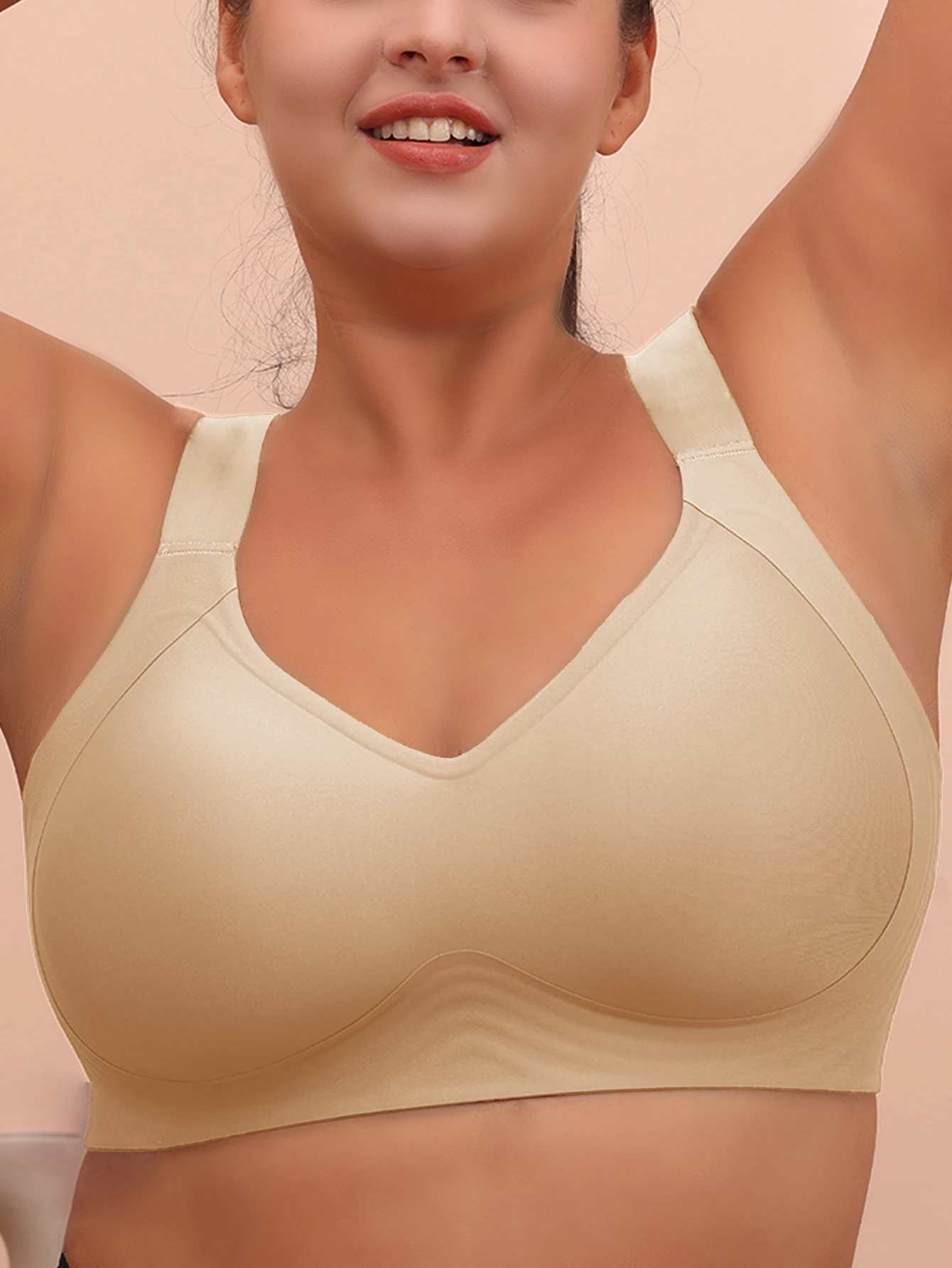 Women's plus size bra with no scars or steel rings gathered and gathered on the upper breast support thin soft support bra M-6XL