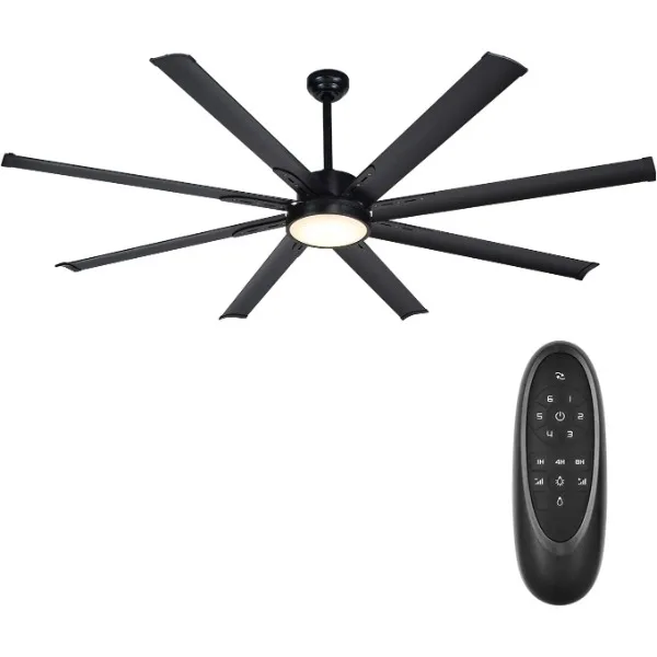 

72 Inch Industrial DC Motor Ceiling Fan with LED Light, ETL Listed Damp Rated Indoor or Covered Outdoor Ceiling Fans