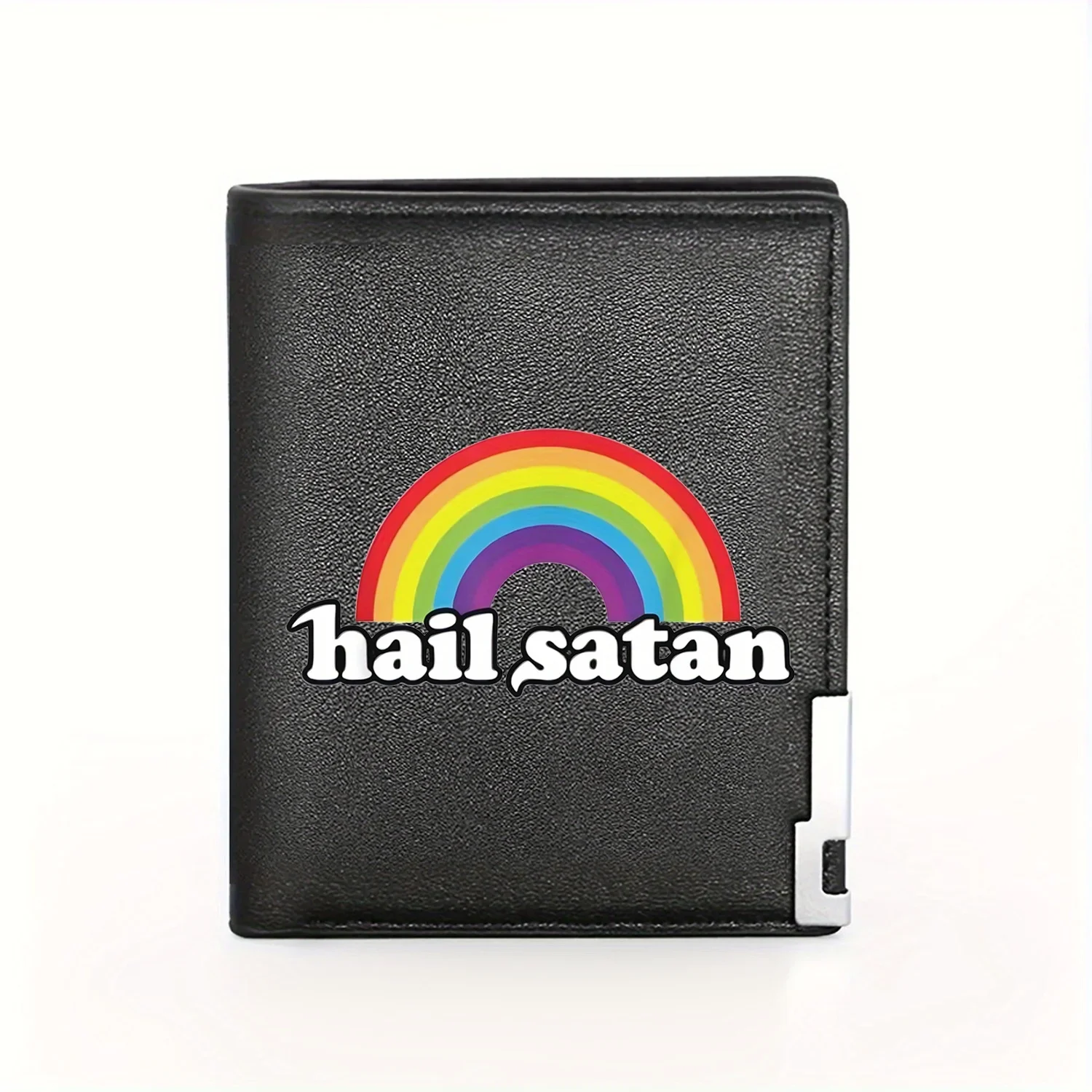 

Кошелек Hail Satan Rainbow с графическим рисунком: деловой мужской повседневный элегантный простой практичный качественный кошелек, стильный графический креативный принт