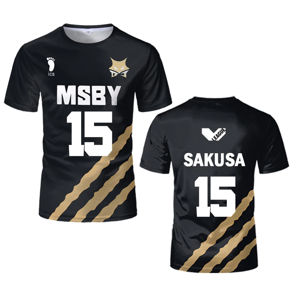 Haikyuu MSBY Black Jackal jersey Japanese anime cosplay tops Volleyball uniforms for men and women breathable Kid's T shirts image 4
