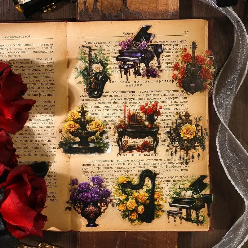 30 Stück Collage Primer PET Aufkleber Zubehör Barock Konzert Handbuch Material Dekoration Paket Schreibwaren Sammelalbum 134*107mm