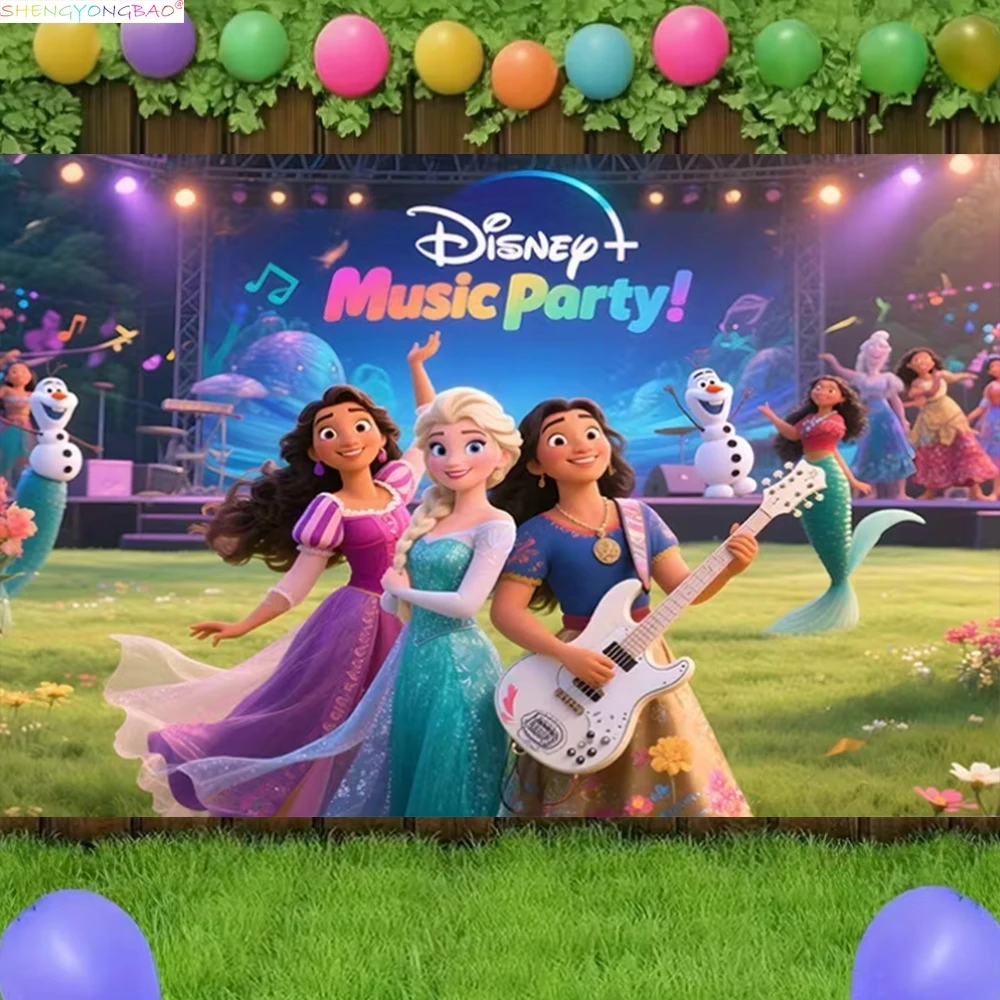 

Disney Anna Elsa Princess Background Happy Birthday Party Girls Baby Shower Scene Layout Photography Backdrops FZ-07