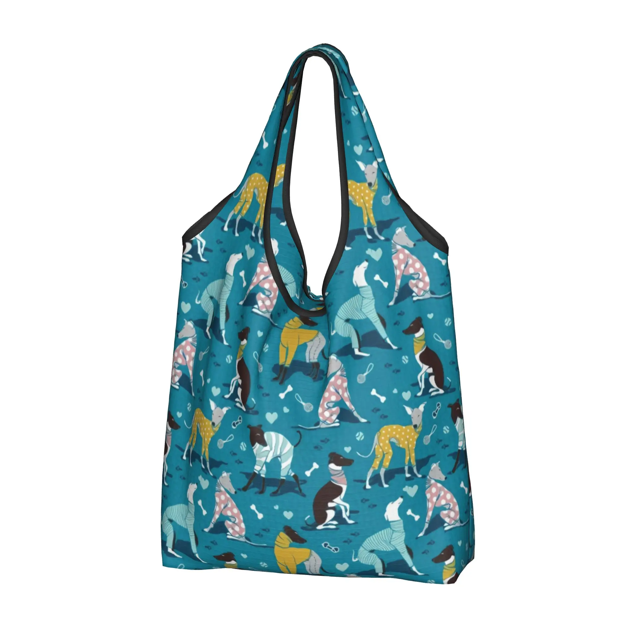 Custom Dog Whippet Greyhound  Shopping Bag Portable Big Capacity Groceries Magic Night With Sighthound Paloma  Tote Shopper Bags