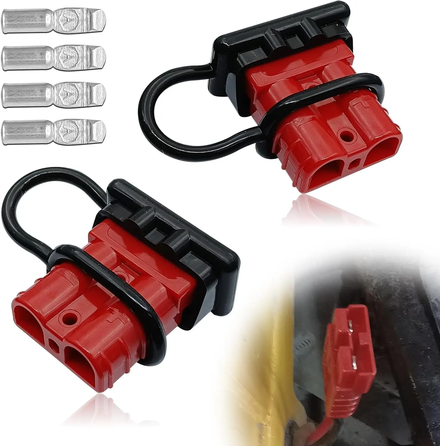 Battery Quick Connector 50A Car Battery Quick Connect Modular Power Connectors with Dust Cover for Electrical System 12V-36V