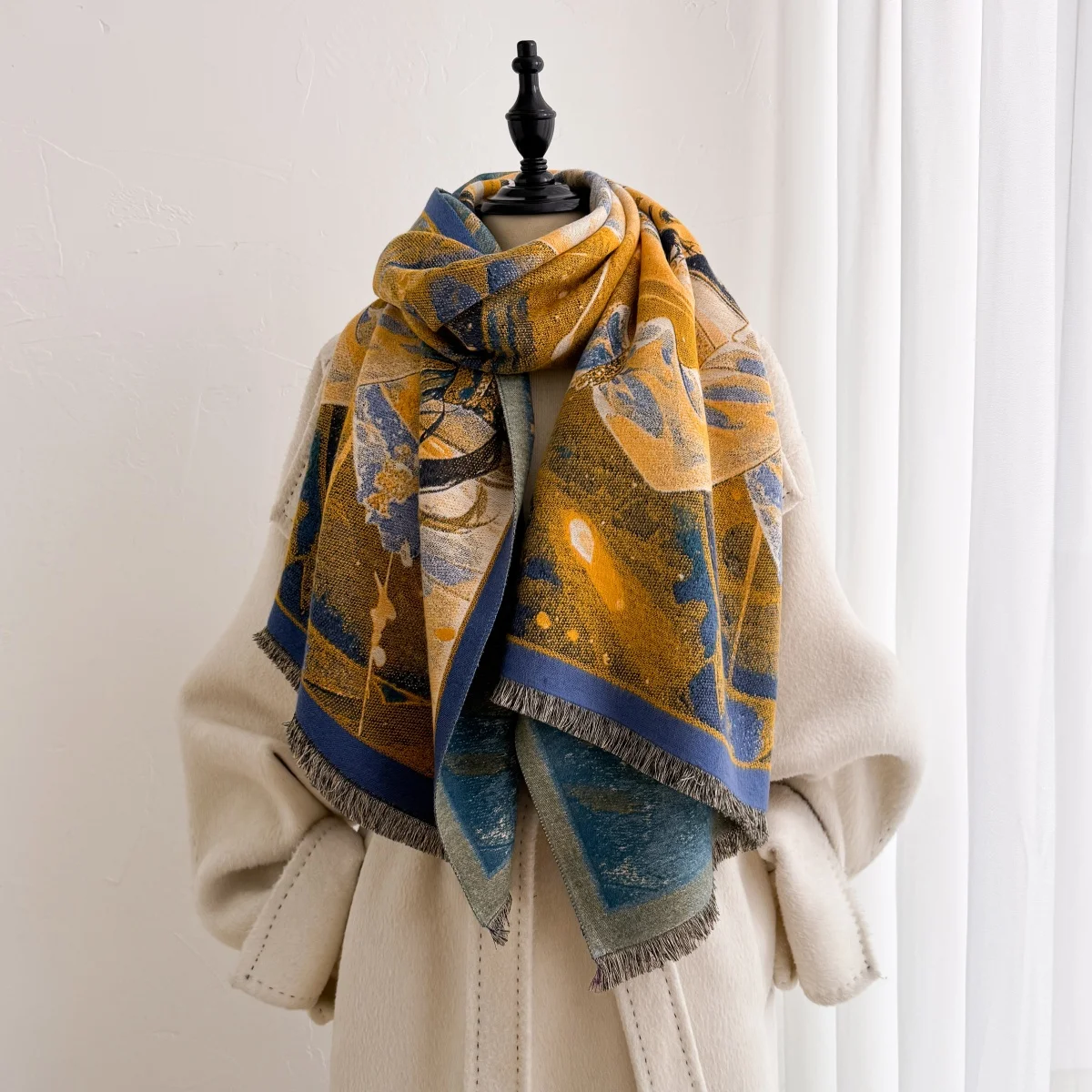 Female Scarf Pashmina Shawl Bandana Cashmere Hijab Wrap Beautiful Piece For Banquet Dating Leisure Outing Sophisticated Lady
