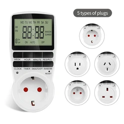 Electronic Digital Timer Switch Socket Kitchen Timer Outlet Programmable Timing Socket Control 220V EU US UK AU Plug