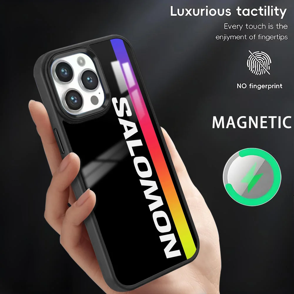 

Sport S-Salomon Phone Case For iPhone 16 15 14 13 12 11 Pro Max Plus Mini Magnetic Magsafe Wireless Charging Cover Coque