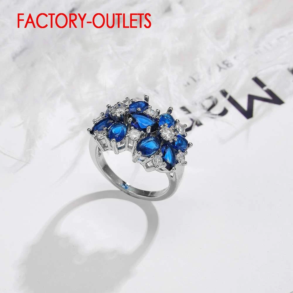 Fashion Jewelry 925 Sterling Silver Ring Bridal Set Cubic Zirconia Prong Setting Romantic Style Women Girls Party Engagement